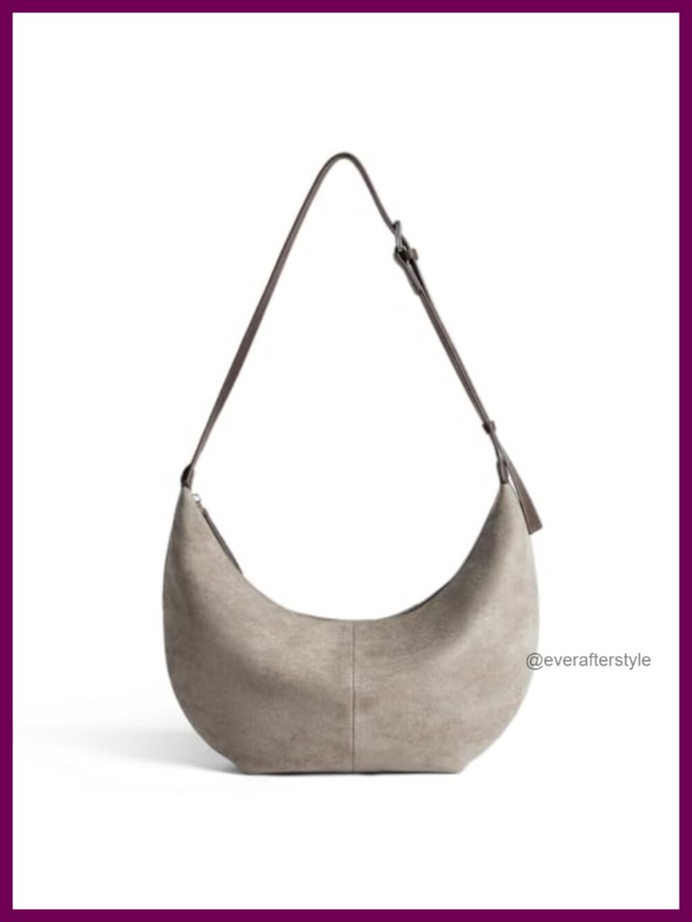 Faux Suede Crescent Hobo Crossbody Bag Adjustable Strap Women Purse